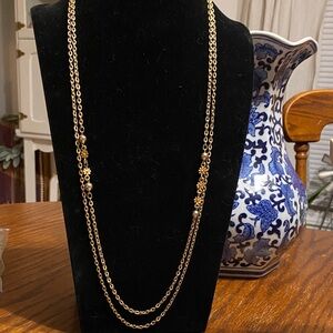 Vintage Park Lane Gold-Tone Double Layer Beaded Station Necklace